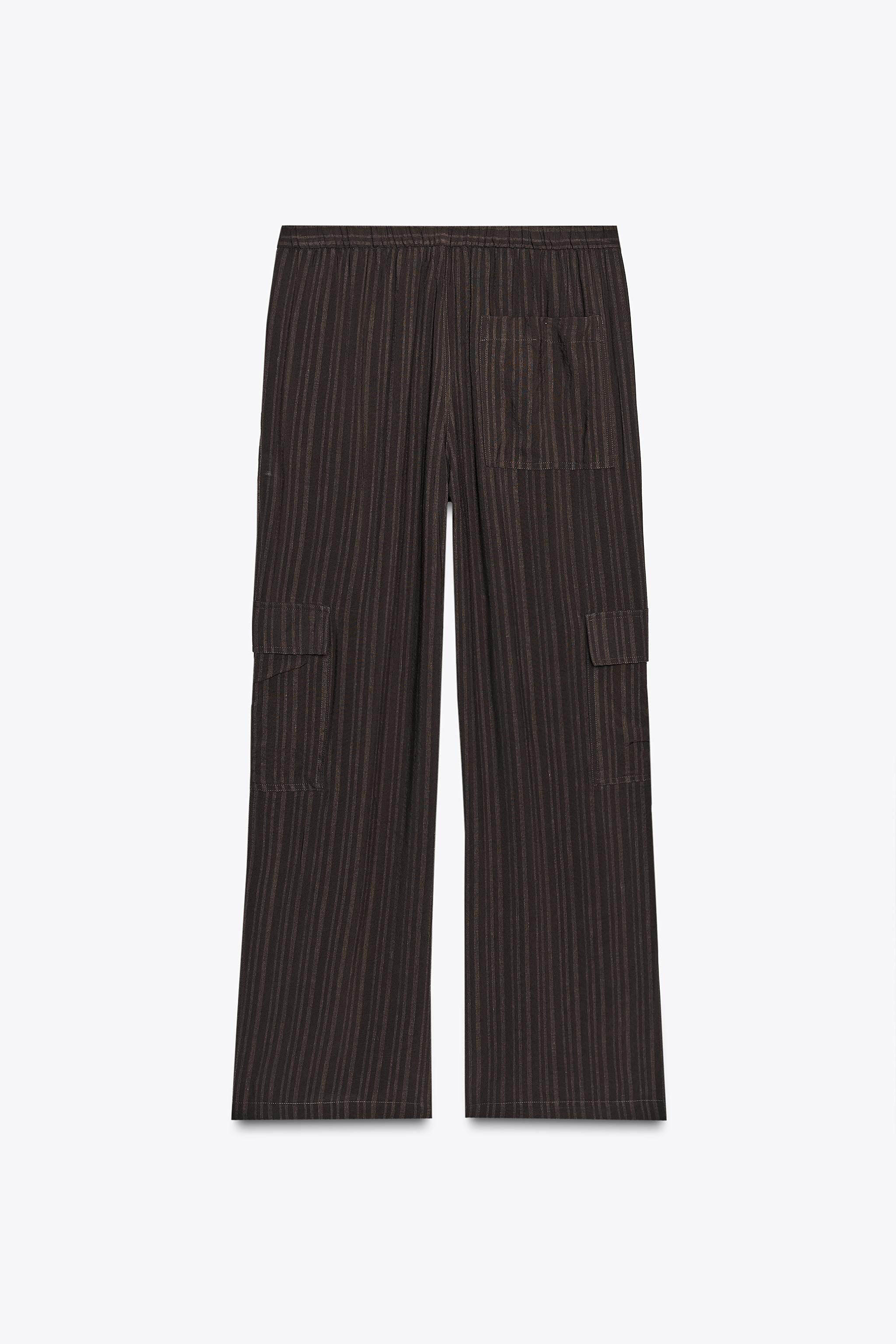 STRIPED FLOWY CARGO PANTS